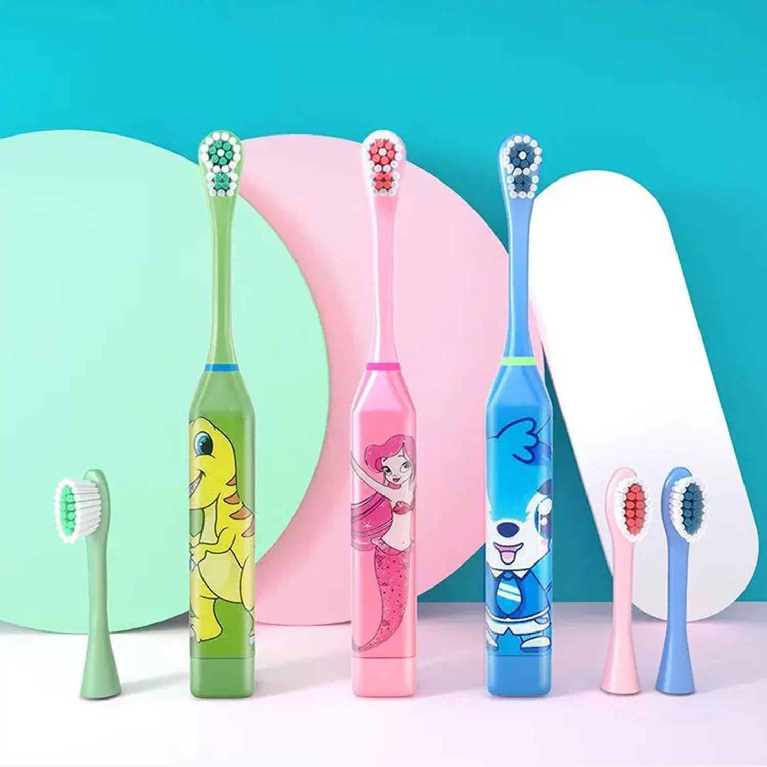 3pcs Automatic Ultrasonic Electric Toothbrush Creative Cartoon Pattern Electric Toothbrush Toiletries for 3-12 Children
