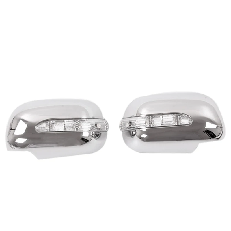 

for Toyota Hilux Vigo 2005-2011 Silver Chrome Rearview Side Door Mirror Cover Cap with LED Turn Signal Light Lamp