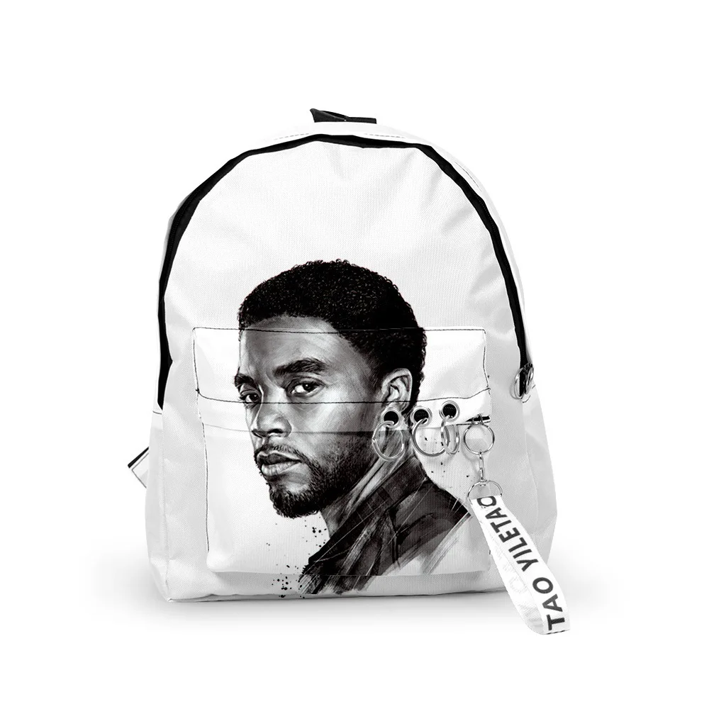 Classic Chadwick Boseman Backpacks Boys/Girls pupil School Bags 3D Print Keychains Oxford Waterproof Funny Cute Small Backpacks
