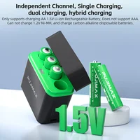 PUJIMAX AA 1.5V 4255mWh Smart Charging Compartment 4-Slot Rechargeable Batteries Lithium Battery Charger Set Large Capacity 1