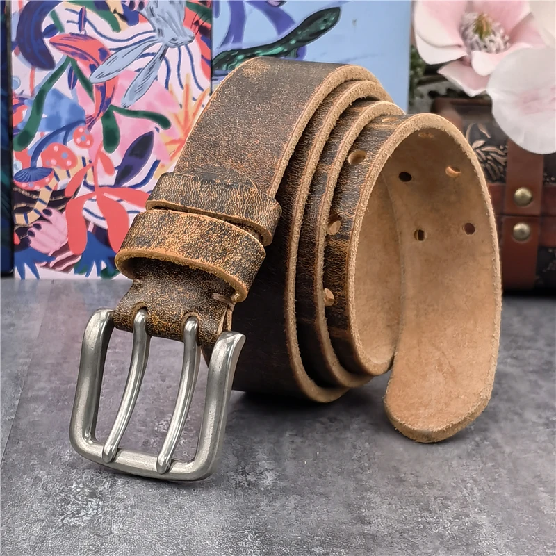 38MM Doppel Pin Metall Gürtel Schnalle Echtes Leder Gürtel Männer Jeans Leder Gürtel Für Männer Ceinture Western Cowboy Männer gürtel MBT0038 – Detail 5