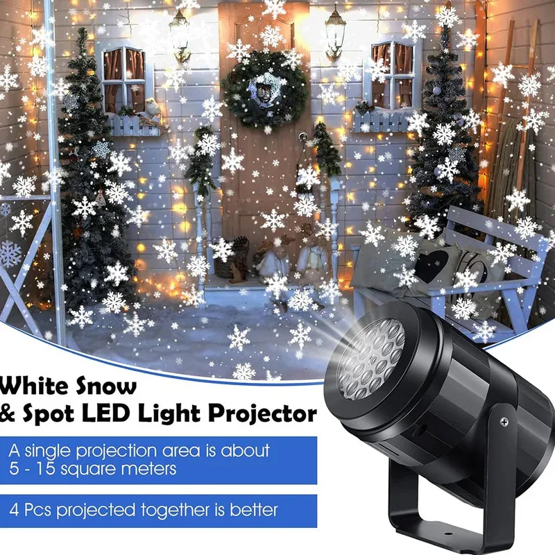 2026 Winter New LED USB Snowflake Projector Holiday Lights Christmas Projection Outdoor Lamp Snow Spotlight for New Year Party