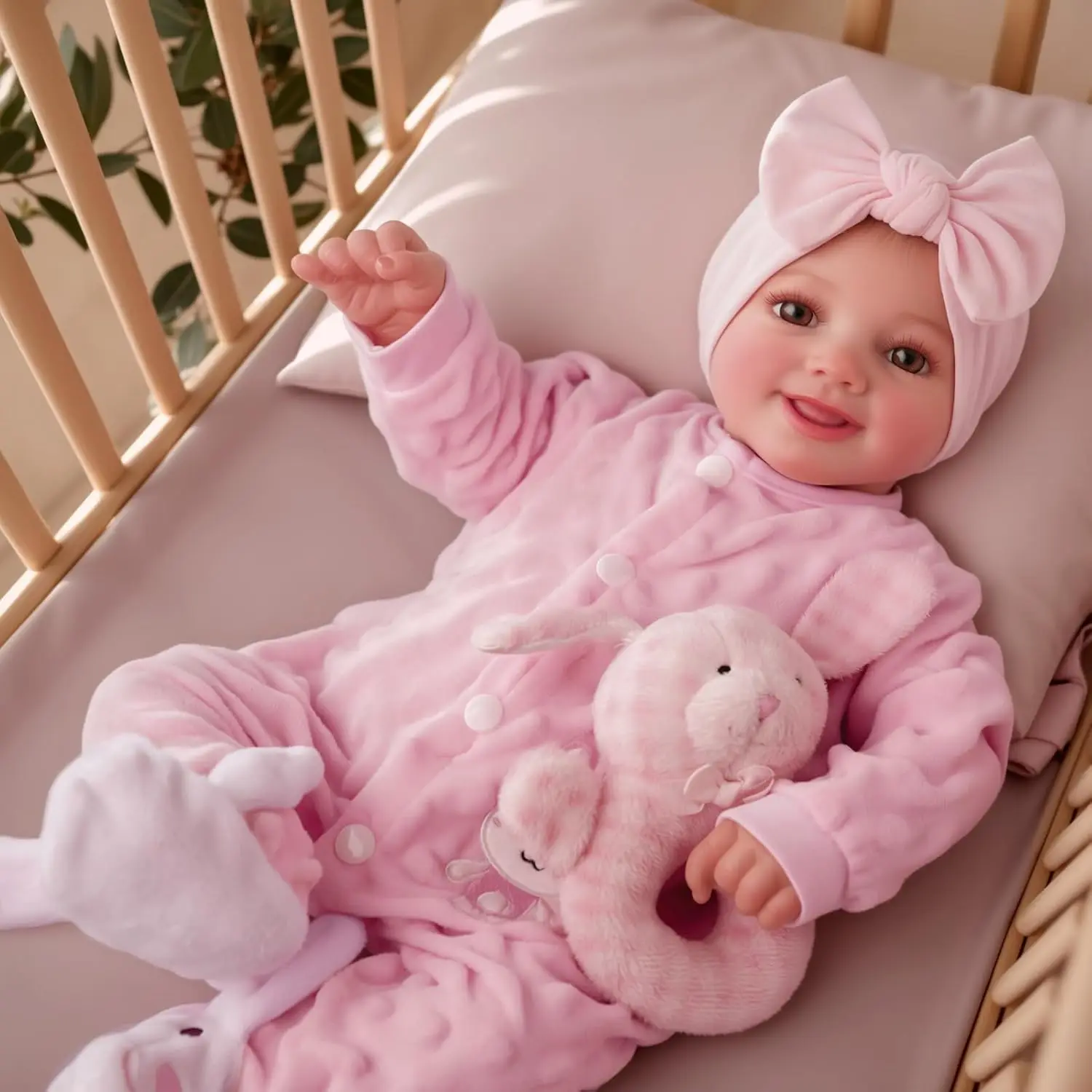 Reborn Baby Dolls 17" Cute Soft Vinyl Realistic Baby Doll Poseable Smiling Real Life Dolls with Accessories For Kids 3+