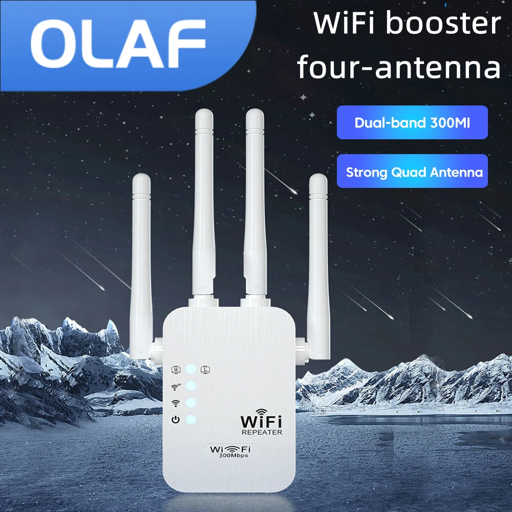 

Wifi Extender Signal Repeater Four-antenna 2.4G 300Mbps Wifi Amplifier Long Range Home Network Wireless Wi fi Router Booster