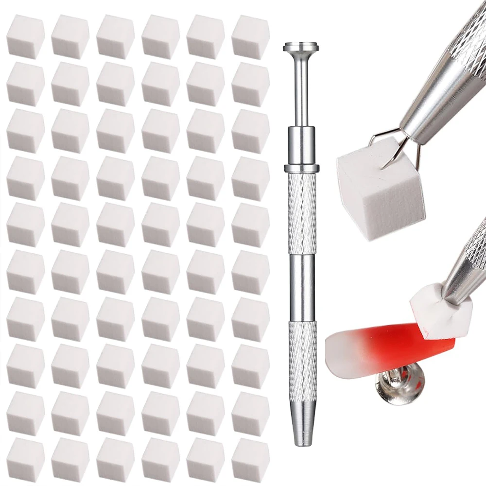 Nail Art Sponge DIY Gradient Nail Brush 50 Pieces Mini Sponges and Sponge Grabber Art Tools Professional Accessories