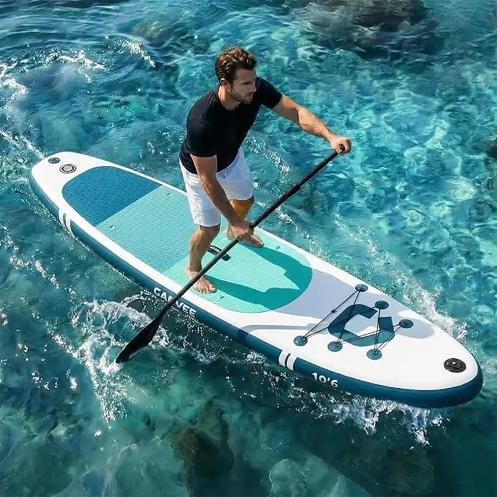 Inflatable Stand Up Paddle Board with Full SUP Accessories, 2-in-1 Paddle, Wide Stable Non-Slip Deck for Adults & Youth
