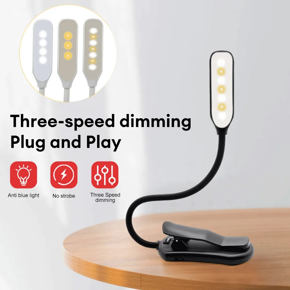 

USB Rechargeable Adjustable LED Book Light With Goosenecks Clip 7 LEDs Flexible Night Reading Desk Lamp Table Read Night Light