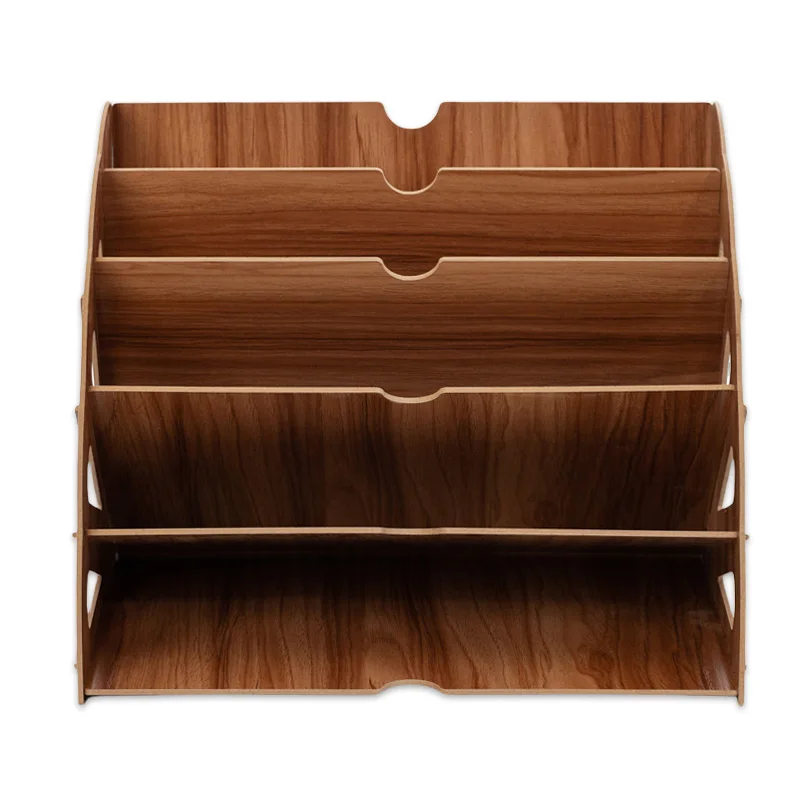 Wooden Fan Multi-layer Standing Test Paper Tray Vertical Organizer File Rack A4 Data Storage Office Stationery Binder Folder file organizer