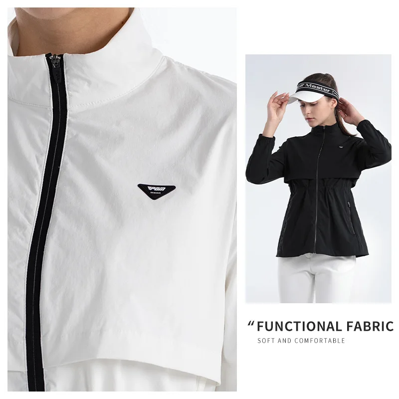 PGM golf women's coat autumn and winter clothing golf warm waist stand collar sports coat