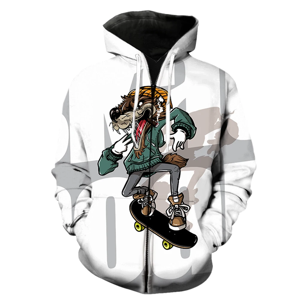 

Cartoon Hip Hop Skateboard Men's Zipper Hoodie Tops 2022 Hot Sale Casual Streetwear 3D Printed Oversized With Hood Jackets Cool