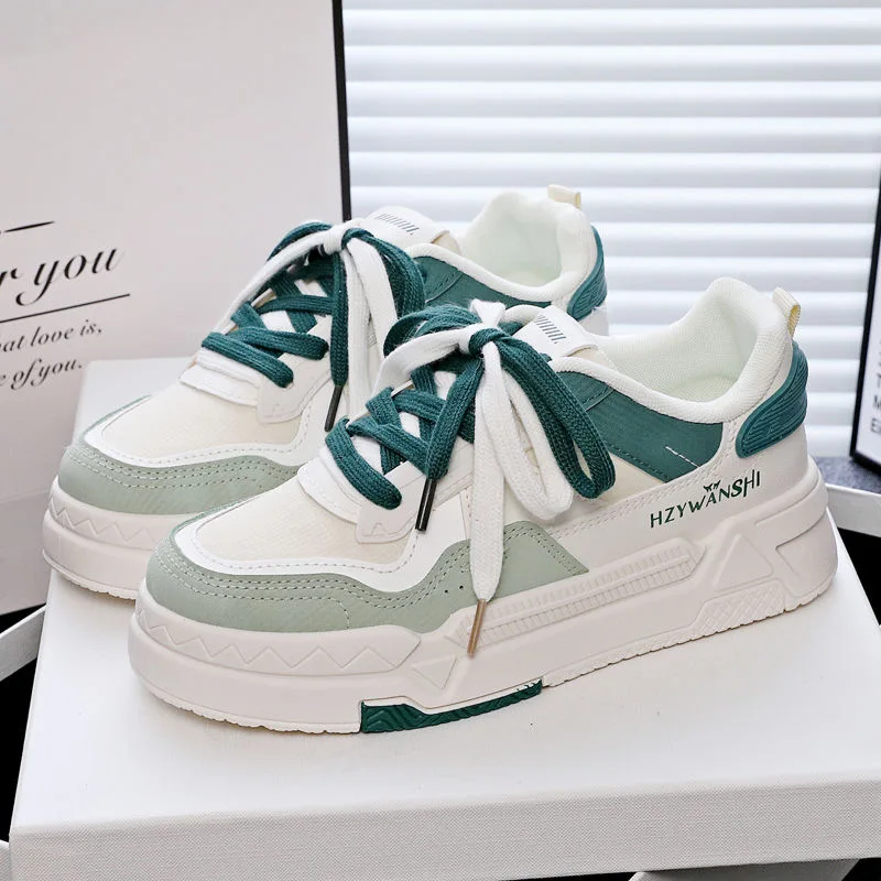 Autumn Women Vulcanize Shoes Flat with Lace-up Sneakers Outdoors Non-slip Casual Comfortable Female Sports Shoes