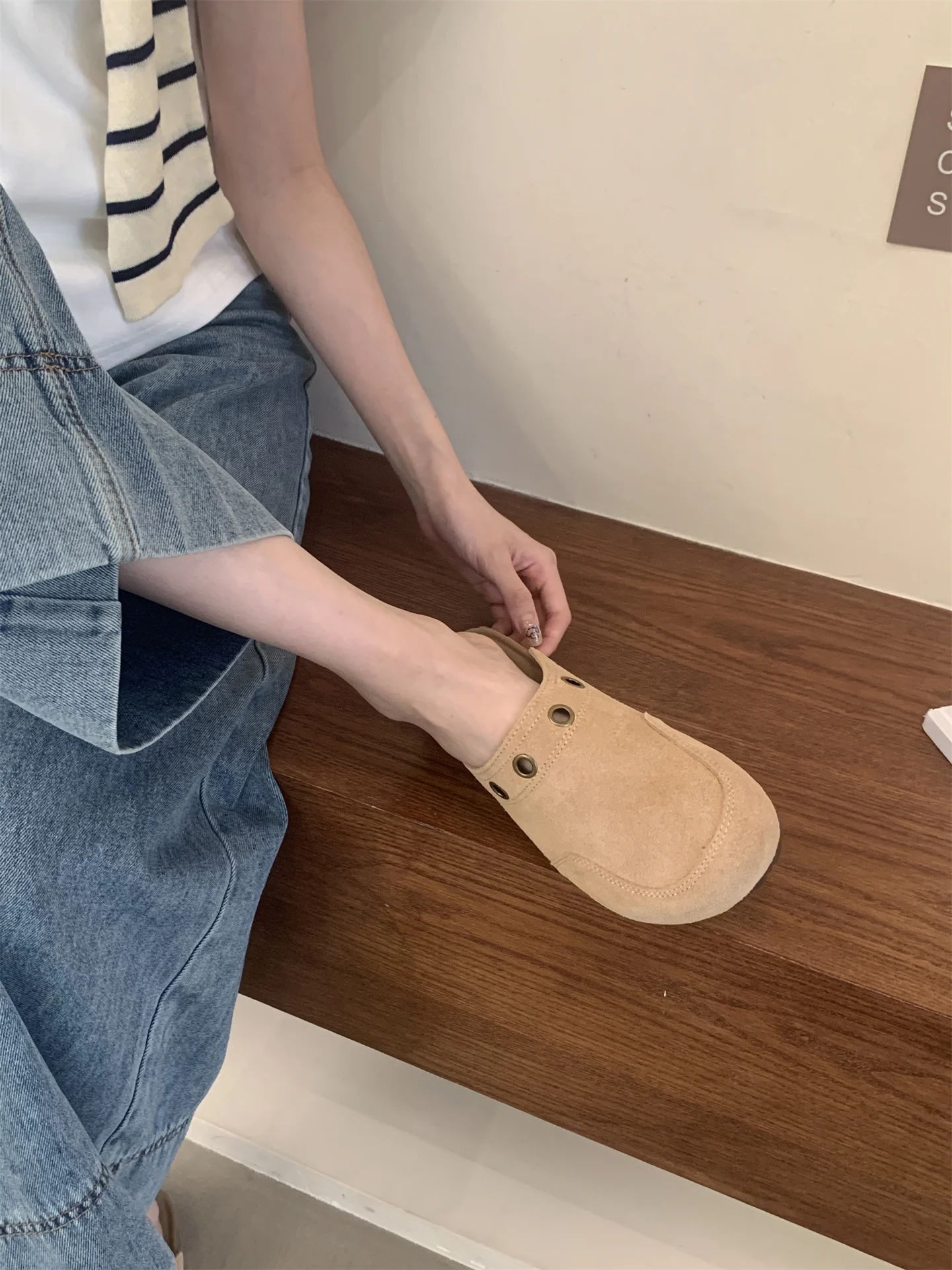 Suede Adjustable Strap Cork Footbed Mules For Women Arch Support_voghion.com