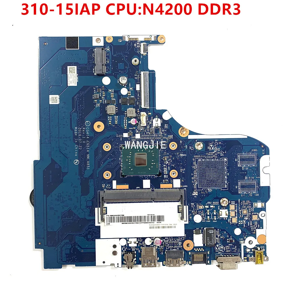 para Lenovo Ideapad 31015iap Placa-mãe do Portátil 80tt Cpu:n4200 Ddr3 Cg414 Cg514 Nm-a851 Fru:5b20m52756 5b20m52758 100 de Trabalho
