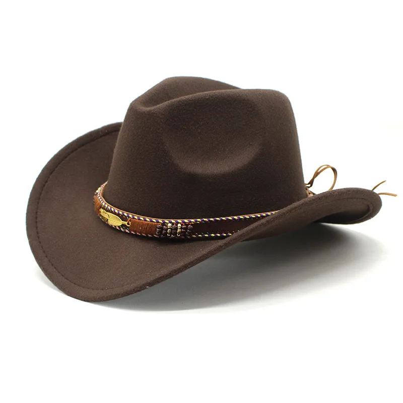Women Vintage Cowboy Fluffy Hat Rhinestone Ladies Girls Cowgirl Glitter Hat Cap Headwear cowgirl hats For Fancy Dress Cosplay Costume