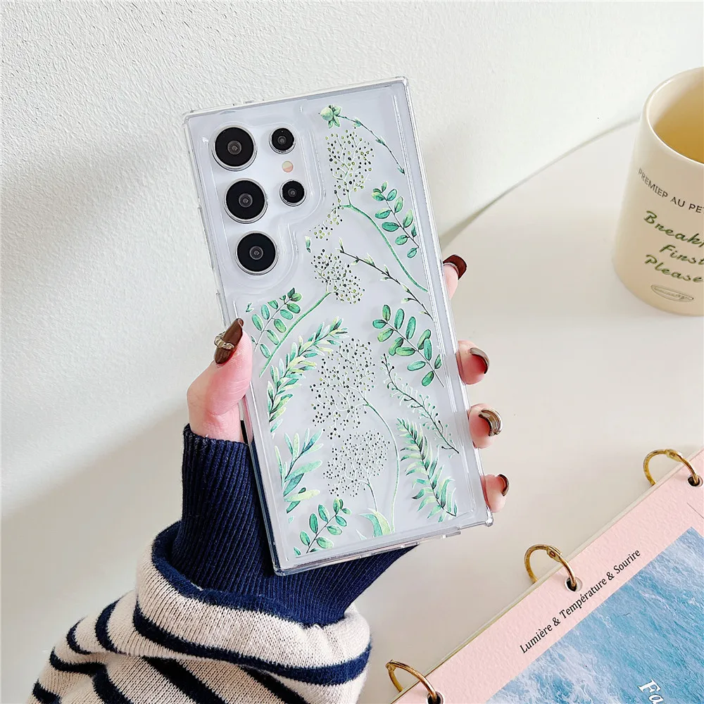 Za Samsung Galaxy A54 A34 A24 A14 A73 A53 A33 A23 A13 A72 A52 A32 A15 A35 A55 Flower Transparen Shockproof Soft_voghion.com