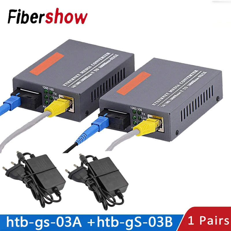 Gigabit Fiber Optical Media Converter 10/100/1000Mbps Single Fiber SC Port HTB-g