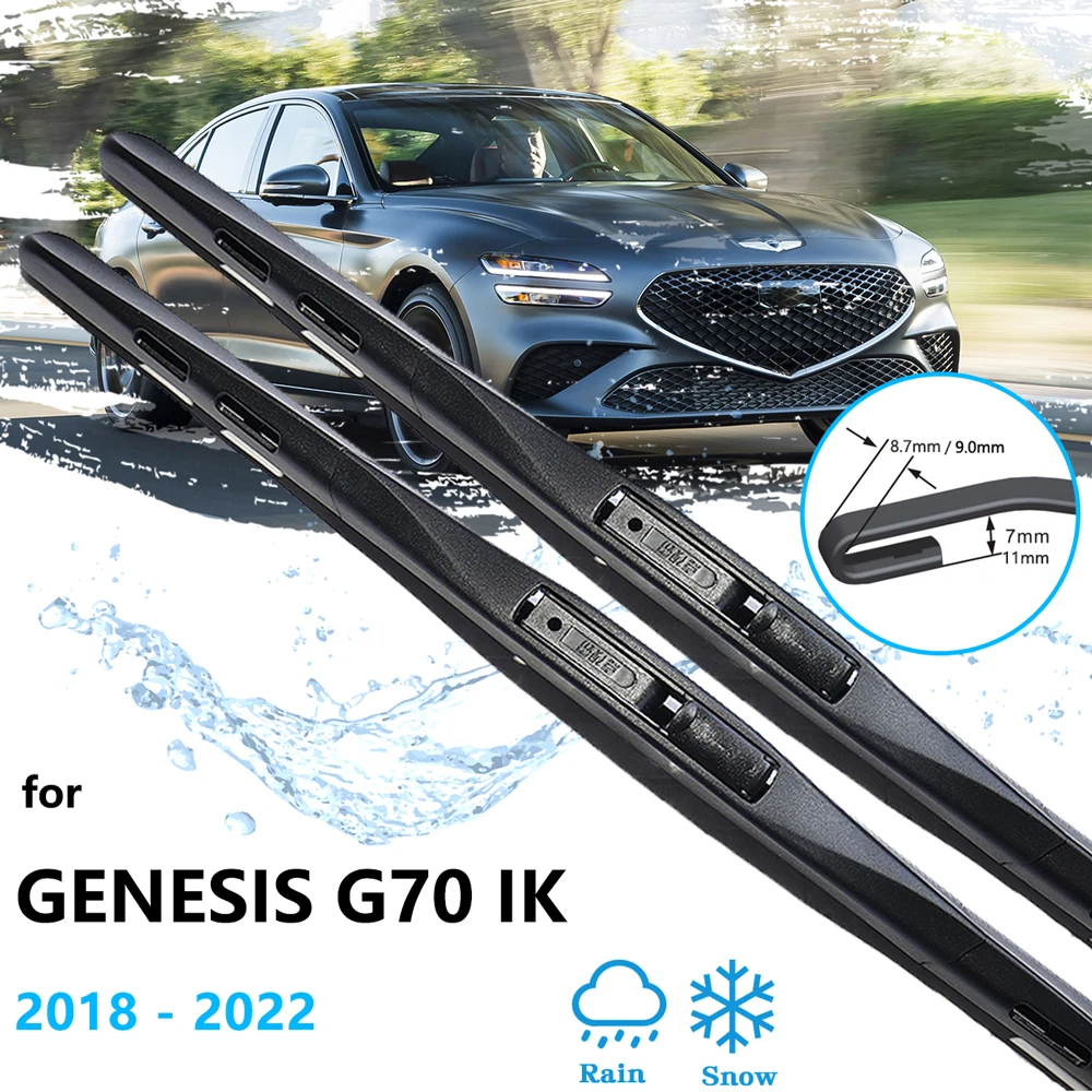 

2x For Genesis G70 IK 2018 2019 2020 2021 2022 Car Accessory Boneless Frameless Rubber Wiper Blades Cutter Cleaning Replacement