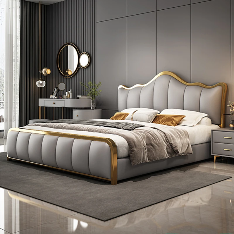 

Leather Space Saving Beds Metal Multifunctional Beauty Kawaii Cheap Double Bed Smart Wooden Camas Dormitorio Theater Furniture