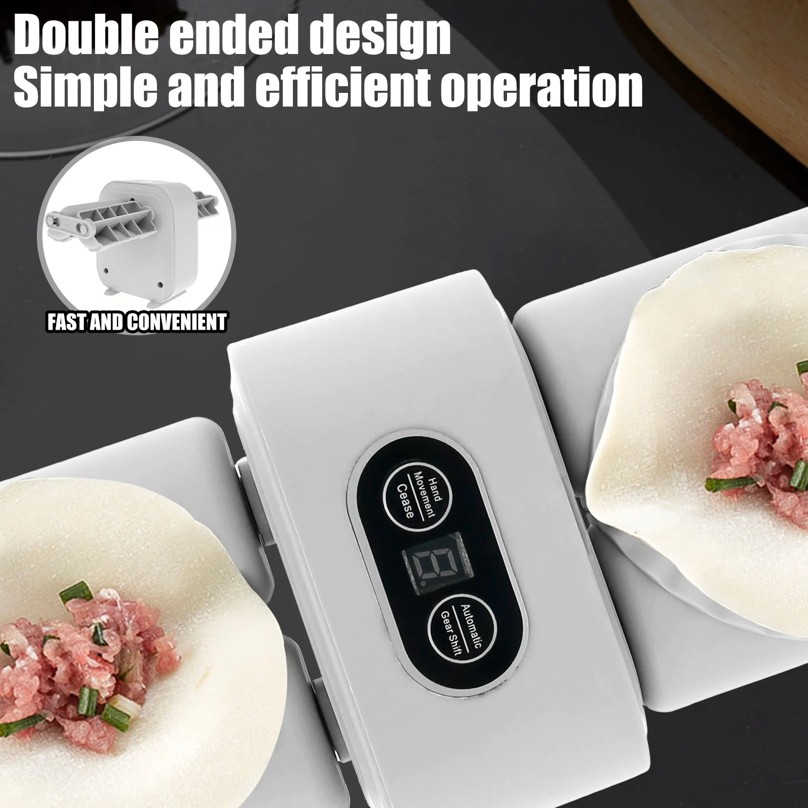 New Electric Dumpling Maker Double Head Dumpling Maker Press Automatic Machine with Spoon Brush Rechargeable