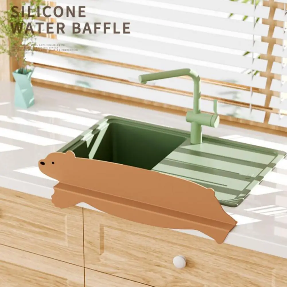 Sturdy Sink Guard Silicone Basin Board Cartoon Decor Anti-splash Great Suction Bottom Sink Splash Guard kitchen splash guard