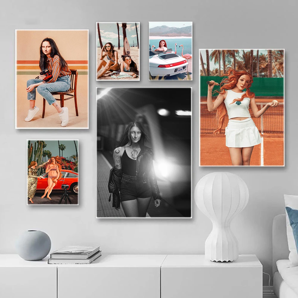 

Funny Art Venus Mona Lisa Canvas Paintings Modern Bad Girl Wall Art Posters and Prints Da Vinci Famous Paintings for Home Decor