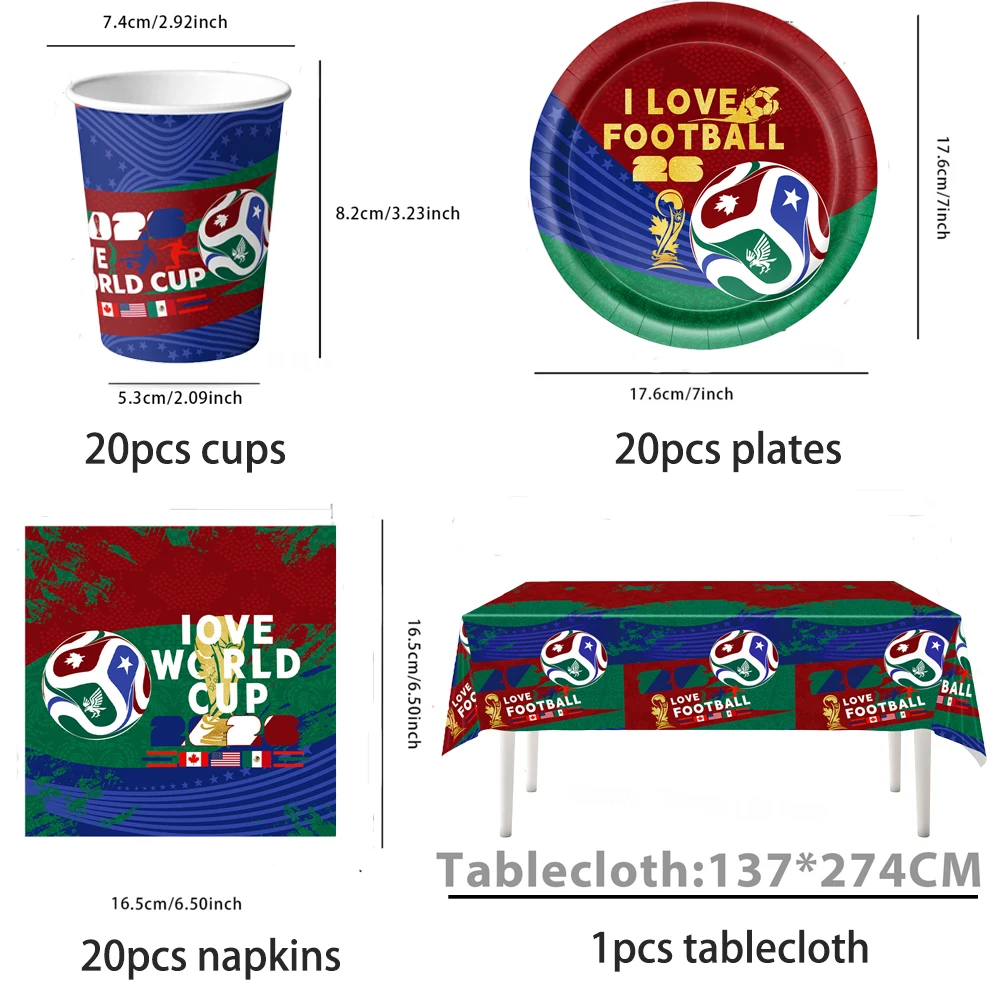 61pcs/set 2026 football soccer birthday decoration disposable dishes paper cup plate napkin tablecloth birthday party supplies 61pcs/set 2026 Football Soccer birthday Decoration disposable dishes Paper Cup Plate Napkin Tablecloth Birthday Party Supplies 2