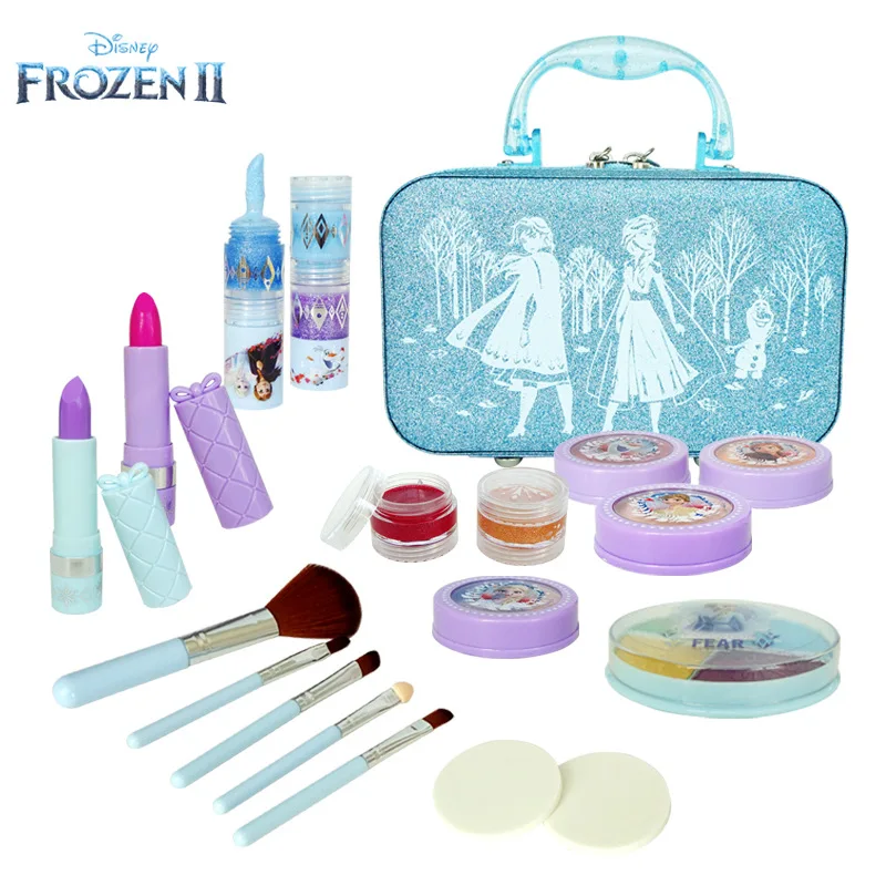 Disney girls Frozen Anna Elsa Makeup Toys Children's Cosmetic Bag Makeup Box Set Portable Birthday Gifts