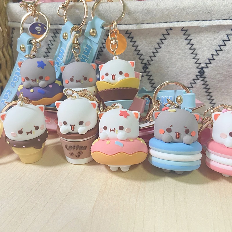 

Bubu And Dudu Mitao Cat Keychain Charm Tie The Pendant For Women Bag Car Keyring Mobile Phone Fine Accessories Girl Gift