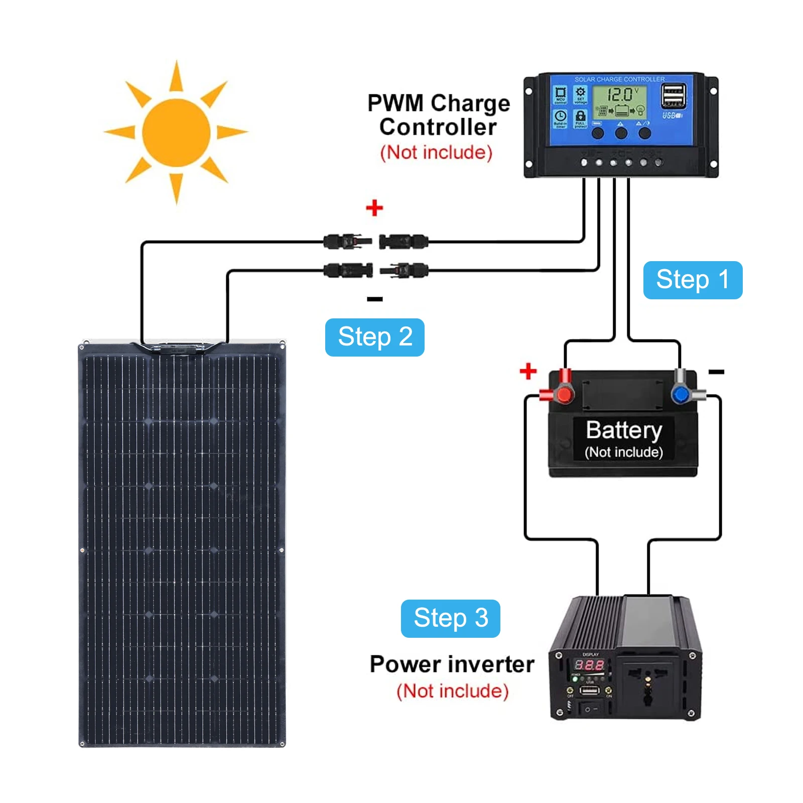 Solar Panel kit 유연한 태양 전지 패널 키트, RV 보트 자동차 가정용 컨트롤러, 배터리 충전기, 19.8V, 100 W, 100W, 200 W, 12V, 24V