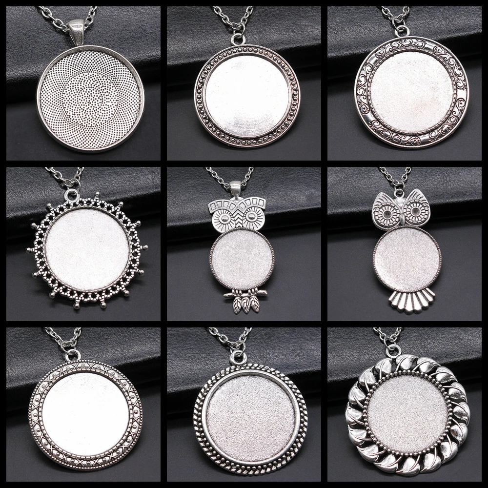 Antique Silver Color Fit 30mm Round Cabochon Base Setting Bezel Trays