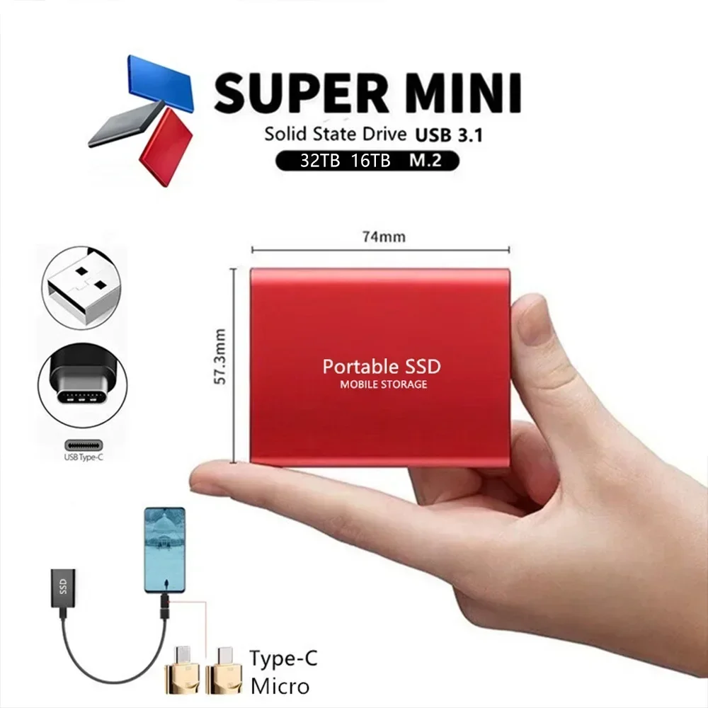 thumbnail image 4 of Disco duro externo de estado sólido de alta velocidad de 1 TB Disco duro externo portátil SSD de 2 TB Disco duro externo SSD para computadora portátil Mac, 4 of 5