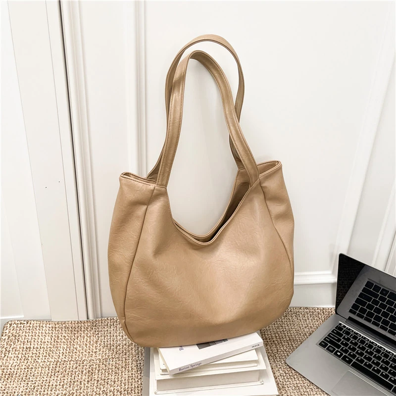 Vintage Pu Leder Tasche Für Frauen Einfache Hohe Kapazität Schulter Tasche apricot bolsa feminina Koreanischen Stil College Buch Tasche Pendeln – Detail 28