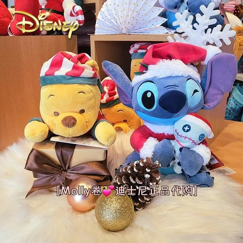 Originale Disney 2016 Inverno Natale Stitch Peluche Disney Christmas Golden Shi Diqi Doll Winnie The Pooh Party Plush Do