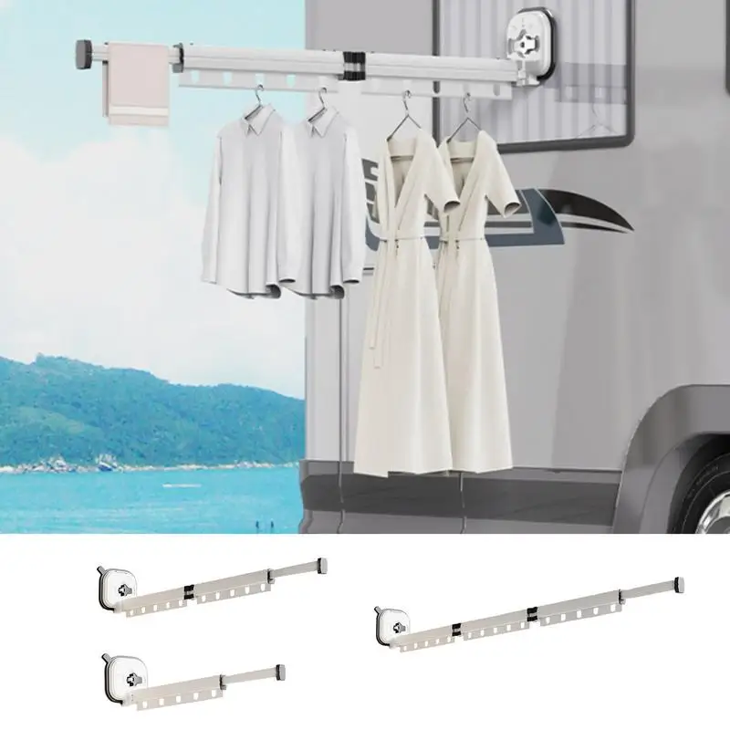 

Wall Mounted Retractable Laundry Drying Rack heavy duty Suction Cup clother hanging rack foldable Wall Hanger hook for Balcony