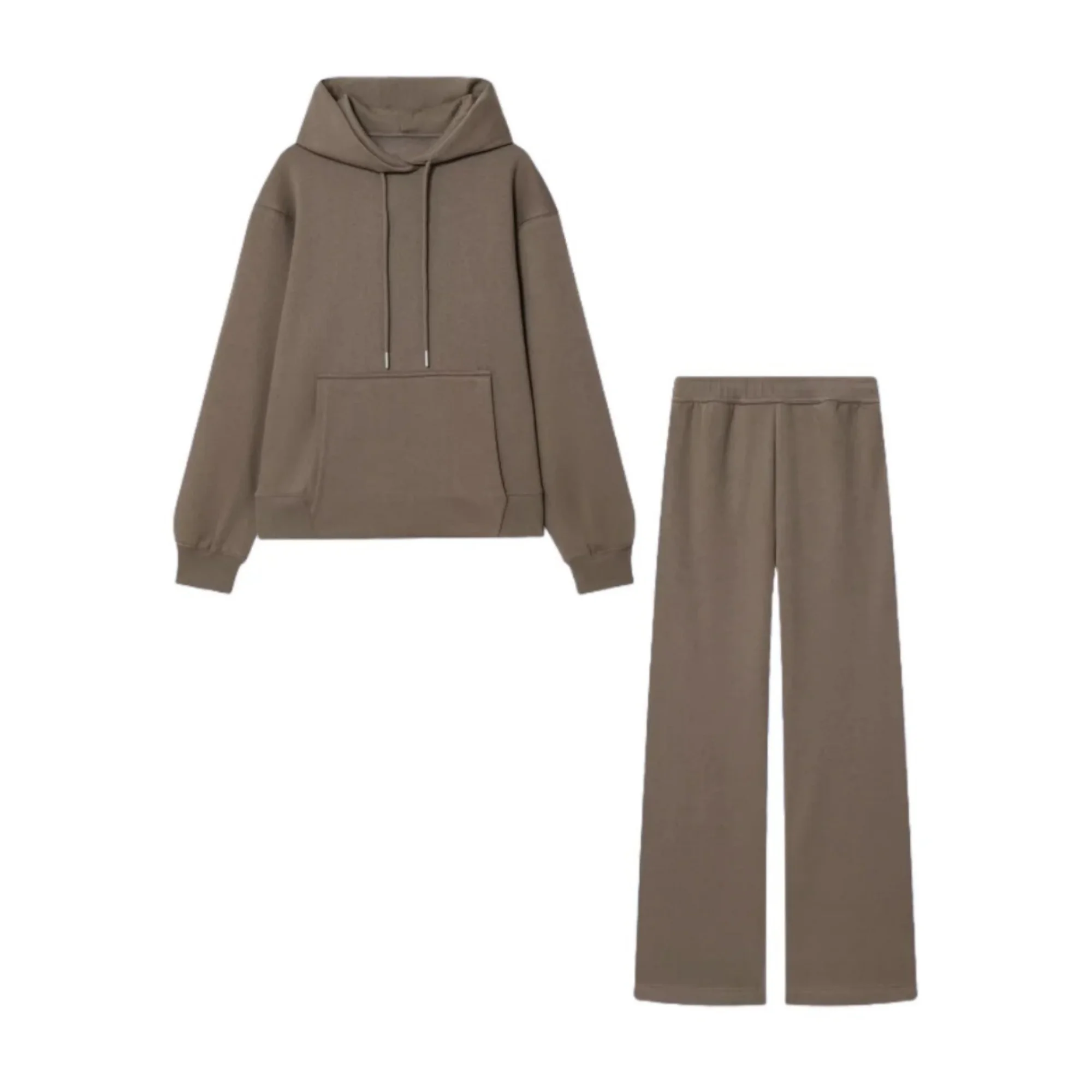 Women Casual Sportswear Pants Sets Or Female Long Sleeved With Pockets Loose Round Hoodie Or Lady Sport Straight-Leg Trousers