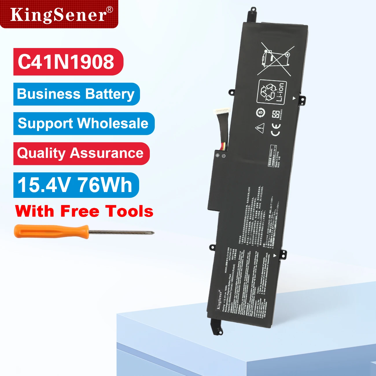 Batteria Di Ricambio 15,4V 4940mAh 76Wh C41N1908 Per ASUS Zephyrus G14 GA401 (II/IH/IU/IV/QE)