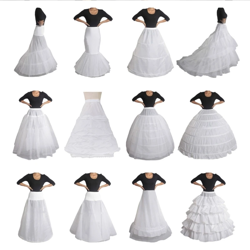 Women Crinoline Petticoat Hoop Skirts Long Slips Underskirt for Lolita Cosplay Vintage Party