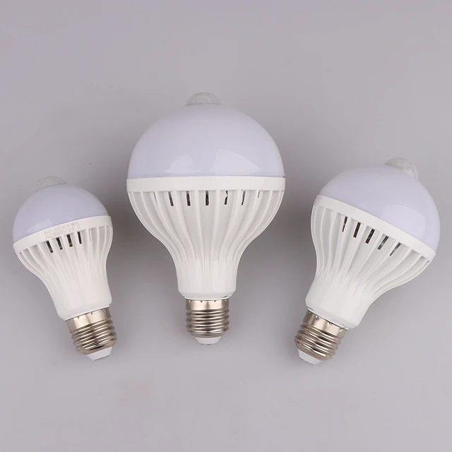 Lampe à détecteur de mouvement PIR, ampoule LED, 5W, 7W, 9W, 12W