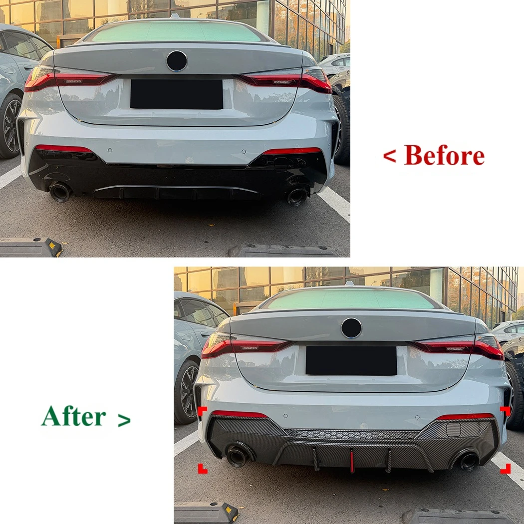 BMW G22 G23 쿠페 M 스포츠 425i 430i 440i 2020-2024용 LED 브레이크 라이트 디퓨저 립 듀얼 스플리터 리어 범퍼 (G23 G22)