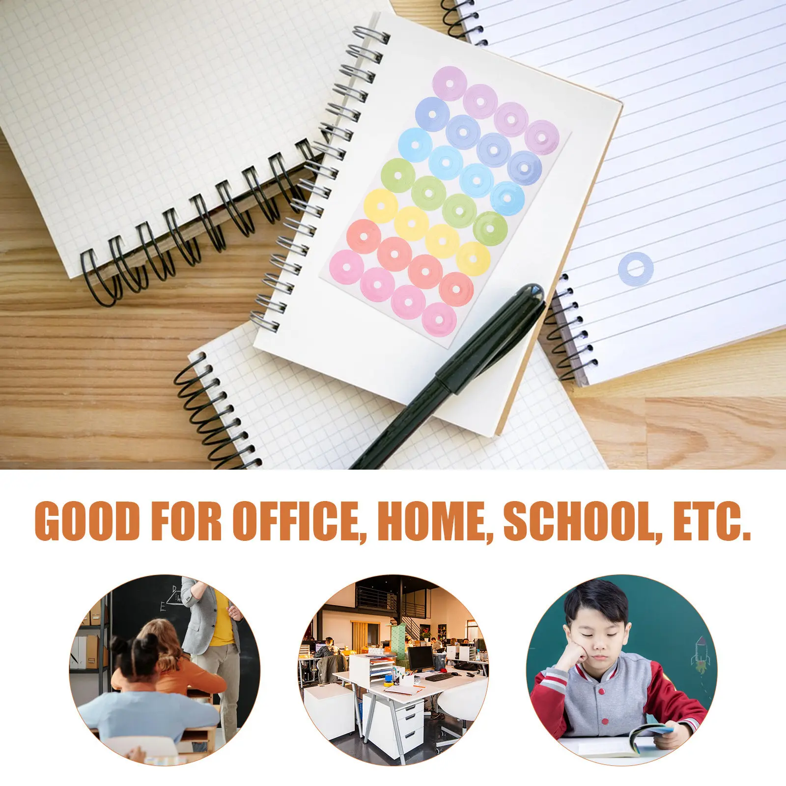 20매 바인더 구멍 보강 스티커, 노트북, 다이어리, 플래너, 학용품용 자가 접착식 종이 구멍 보호 스티커