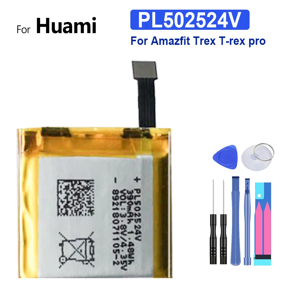 Bateria de Substituição para Huami Amazfit Trex T-rex Versão Lite Versão Global Gtr A1808 Relógio Inteligente Pl502524 v 390mah - Image 2