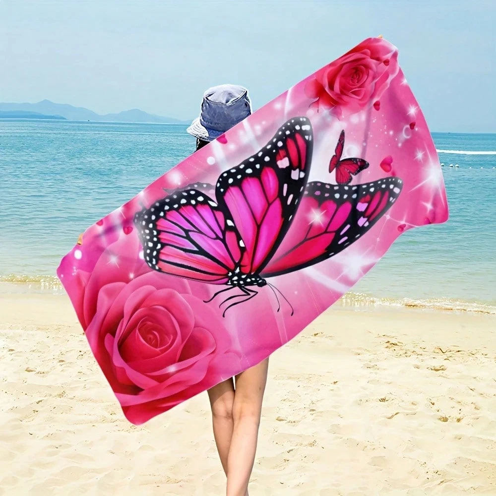 그라데이션 별이 빛나는 하늘 비치 타월 마이크로 화이버 흡수성 빠른 건조 대형 비치 풀 여행 캠핑 욕실 갤럭시 프린트 타월