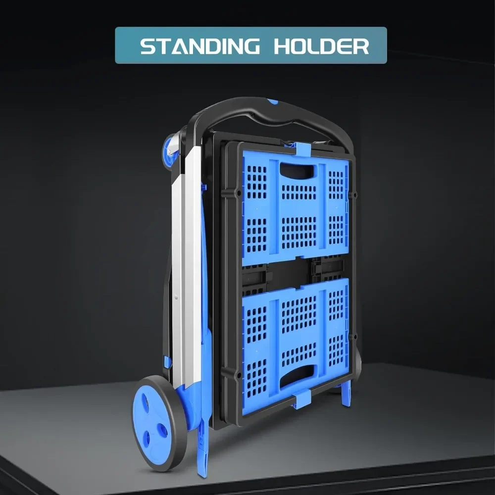 Collapsible Utility Cart,Multi Use Functional Shopping Carts with Storage Crate Adjustable Folding Trolley Lightweight