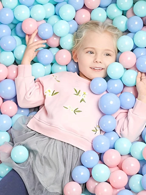 5.5cm 100pcs with Bag Crush Proof Eco-Friendly Ball Pit Balls Macca colors Pink blue green and White Round Shape 5
