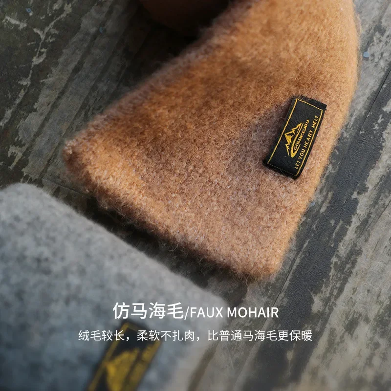 Men Scarf Winter Imitation Mohair Cashmere Muffler Outdoor Leisure Warm Knit Soft Simple Shawl Male Japanese Teen