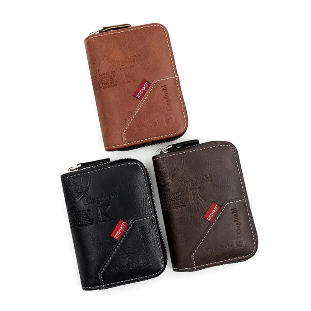 

Multi-position Men's Short Wallet PU Leather Large Capacity Male Leather Purse ID Card Holder 11 Cards Slim Pocket Purse