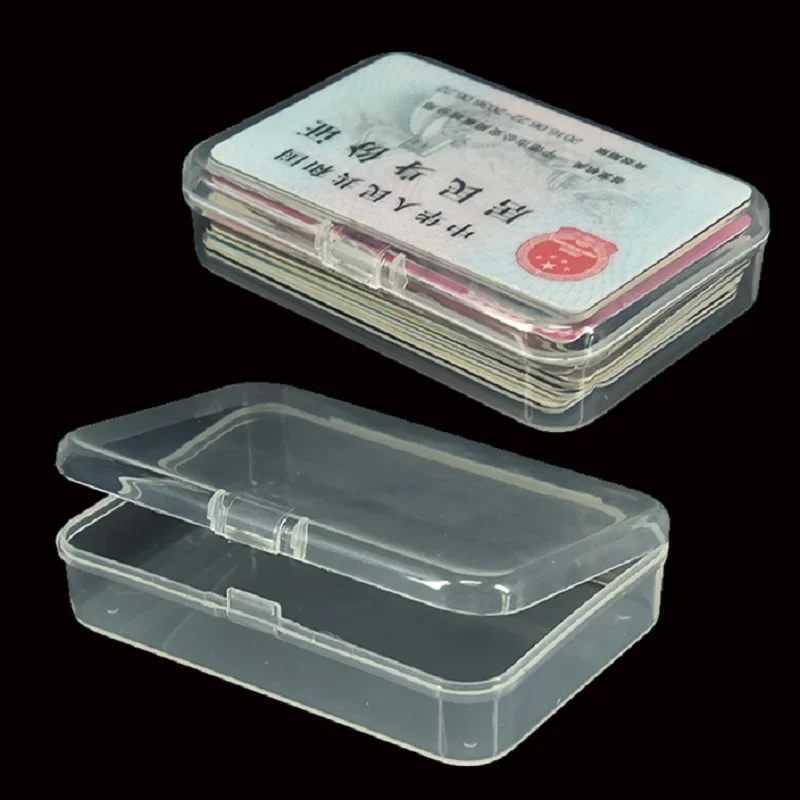 

2pcs Bank Cards ID Case Holder Mini Plastic Storage Box Name Businness card Clear Square Organizer Container Caixa Organizadora