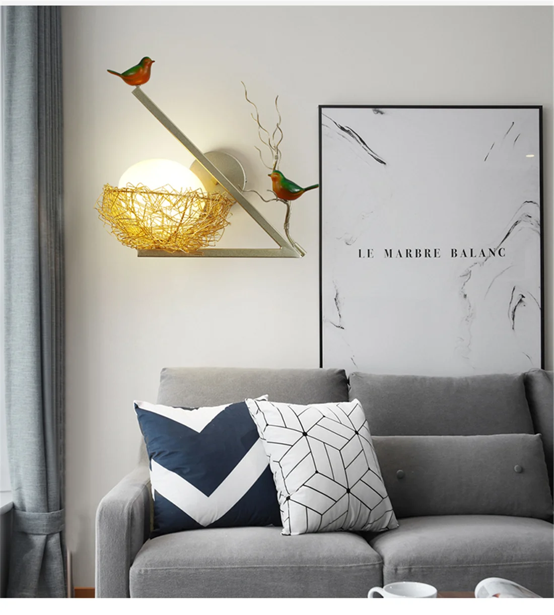 Modern Cottagecore Bird'S-Nest Led Wall Lamp Living Room Bedroom Bedside Stairway Passage Sconces Loft Decor Light Fixtures E27
