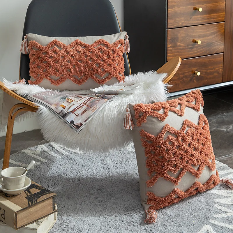 

Nordic Woven Tufted Home Sofa Cushion Office Waist Pillow Case