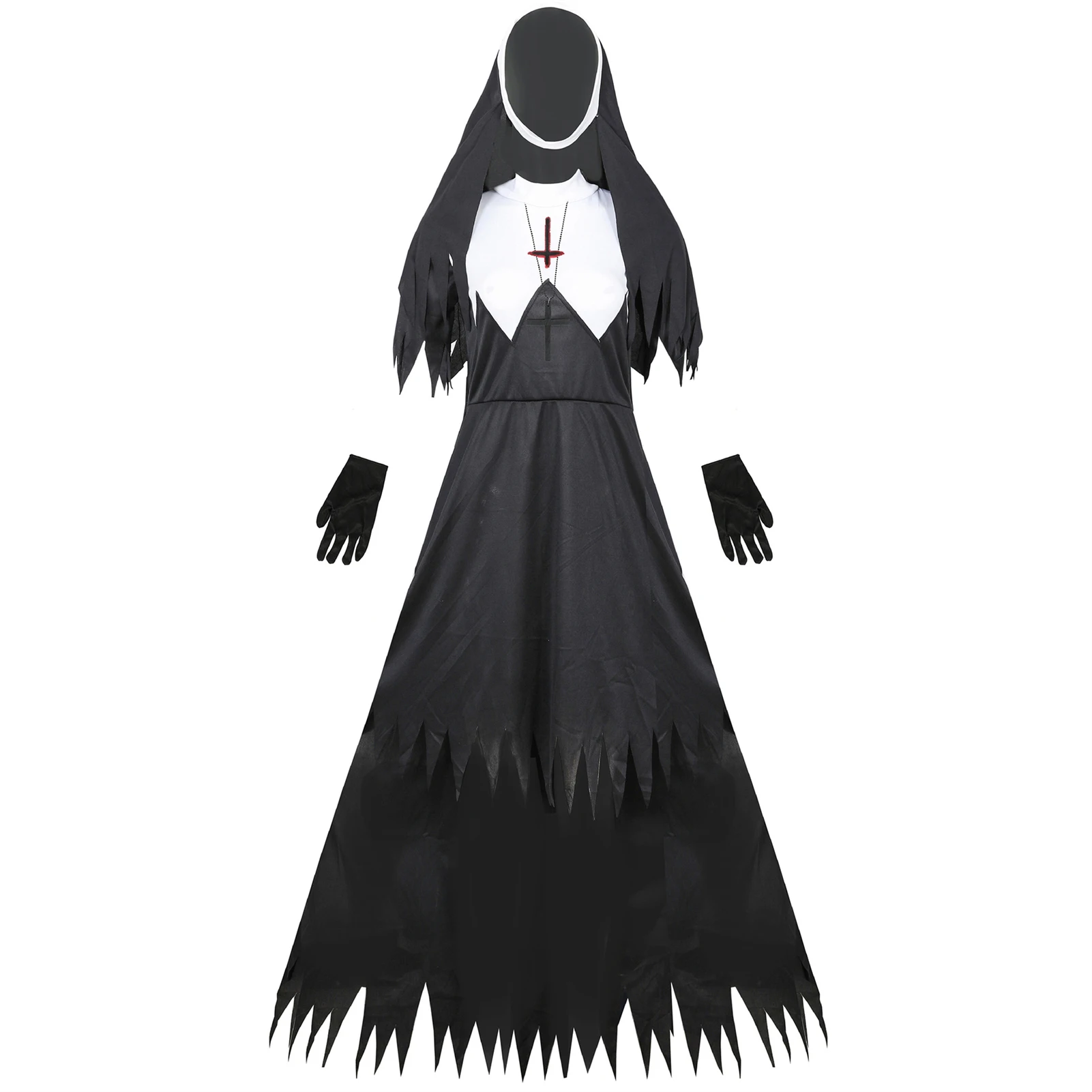 

Women Plus Size Scary Nun Costume Halloween Cosplay Outfits for Carnival Masquerade Wear